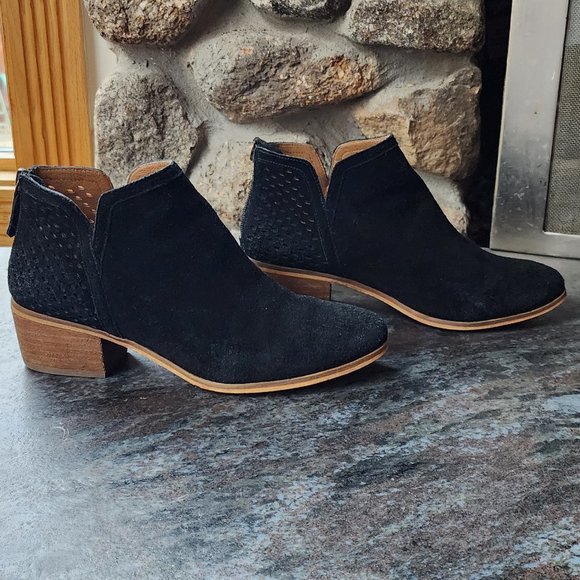 Susina Black/Tan Suede Leather Booties Size 8.5W - Picture 10 of 15